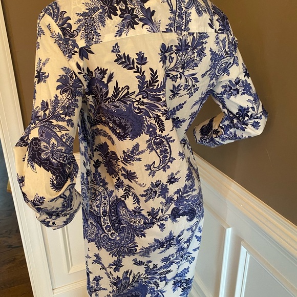 NWT Tommy Bahama Blue and White Paisley Shirt Dress size 6 - Picture 5 of 6